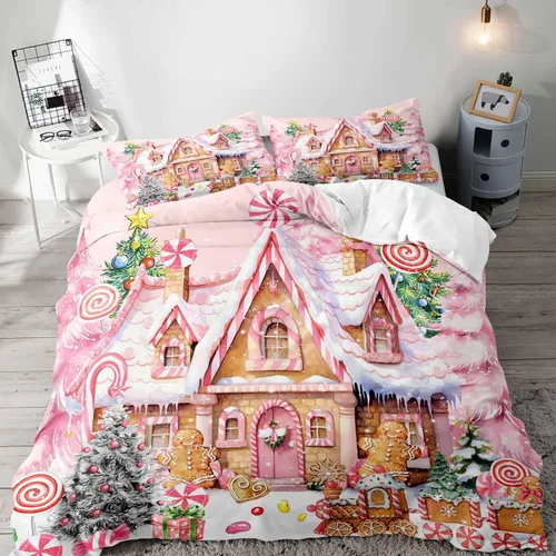 Miniatura 14 de LUVIVIHOME Juego de 3 Piezas de Funda de Edredón de Navidad Tamaño Queen, Juegos de Ropa de Cama, Funda de Edredón a Cuadros Búfalo Negro y Rojo