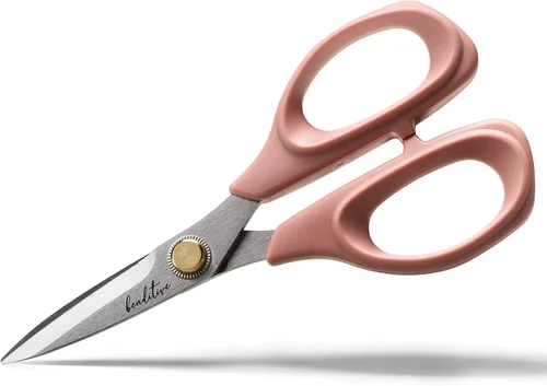 Beaditive Tijeras de costura – Tijeras de tela de acero inoxidable de 6 pulgadas – Tijeras profesionales con hoja dentada para cortar tela y Coral
