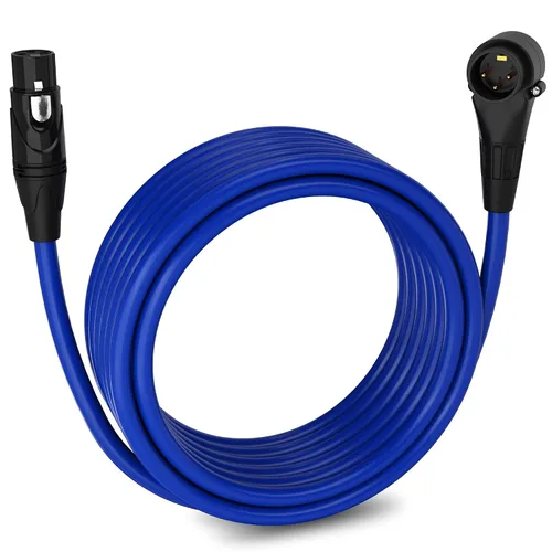 Miniatura 71 de LyxPro Cable de micrófono XLR hembra a macho de ángulo recto de 3 pines de 1.5 pies para altavoces amplificados, interfaz de audio, rendimiento