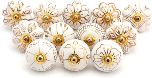 Miniatura 17 de Tiradores y pomos dorados para cajones, varios pomos de puerta antiguos para armarios de cocina, decoración bohemia de granja, juego de 6