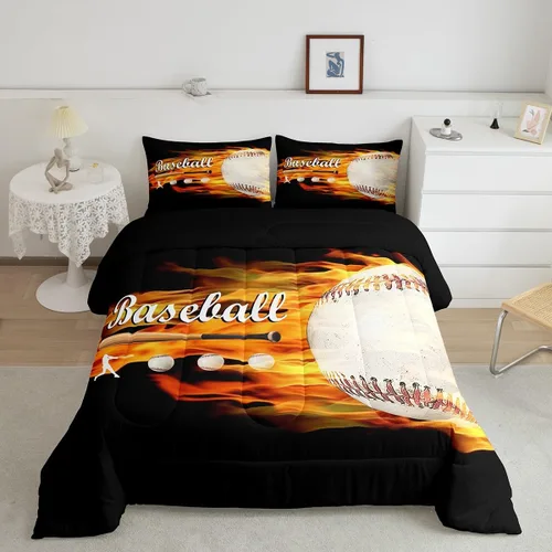 Miniatura 26 de Juego de edredón de baloncesto, juego de ropa de cama con citas inspiradoras para niños y niñas, relleno de edredón de pelota deportiva, edredón