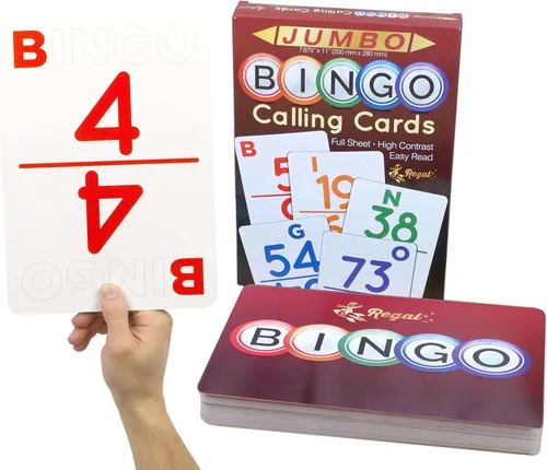 Miniatura 7 de Regal Bingo Jumbo Tarjetas de llamadas de bingo reutilizables – Juegos de bingo para la familia – 75 cartas (B1 - O75)
