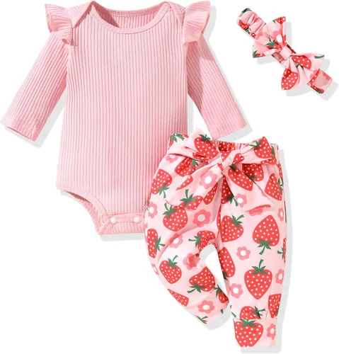 Miniatura 103 de Aalizzwell Conjunto de mameluco acanalado para bebé recién nacido prematuro para otoño e invierno