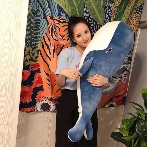 Miniatura 2 de Juguete de peluche de ballena azul, animal de peluche grande, almohada corporal súper suave de 31.4 pulgadas, animal de peluche de ballena