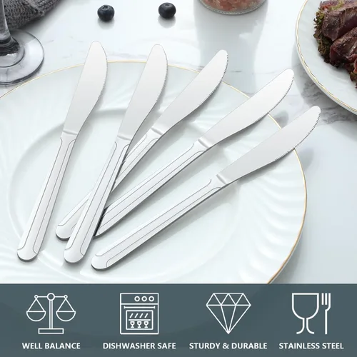 Miniatura 5 de BEWOS - Juego de 24 cuchillos de cena de 9 pulgadas, juego de cuchillos de cena, cuchillo de mantequilla, acero inoxidable de grado alimenticio