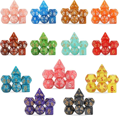 Miniatura 4 de DND - Juego de dados poliédricos de 25 x 7 (175 piezas) de dados poliédricos D&D, de tres colores, dos colores y monocromáticos para Calabozos