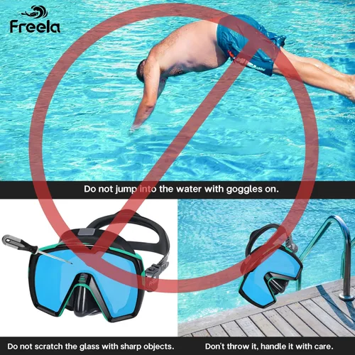 Miniatura 7 de Freela Gafas de natación para adultos con cubierta para la nariz, vidrio templado, antivaho impermeable, 180°, visión amplia transparente