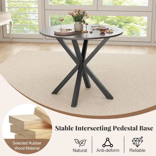 Miniatura 5 de Giantex Mesa de comedor redonda de 36" para 4, mesa de cocina estilo granja con patas de madera de goma, almohadillas ajustables para pies, mesas