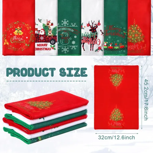 Miniatura 2 de Tatuo 6 toallas de mano decorativas de Navidad bordadas con Papá Noel, reno, muñeco de nieve, árbol de Navidad, toalla de baño de tela suave