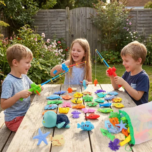 Miniatura 5 de AUUGUU Juego de juguetes magnéticos de pesca para piscina, mesa de agua, bañera de juguete – caña de poste flotante, regalos de fiesta de cumpleaños