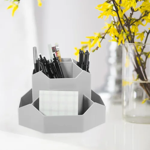 Miniatura 5 de STOBOK Organizador giratorio para brochas cosméticas, soporte para lápices, organizador de almacenamiento de bolígrafos, soporte de papelería