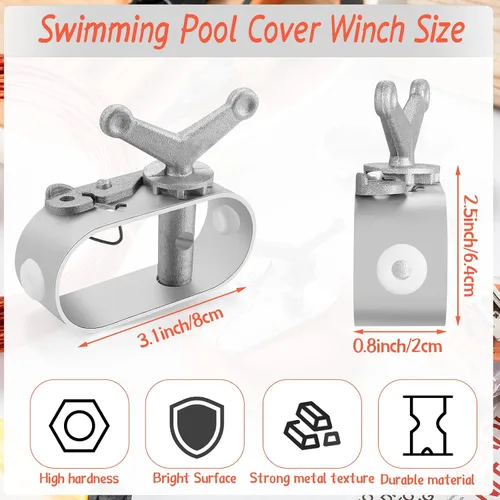 Miniatura 3 de Juego de 2 cubiertas de piscina para cabrestante y cable para cubierta de piscina, cable de 4 piezas, cabrestante para cubierta de piscina sobre