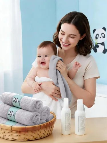 Miniatura 3 de HIPHOP PANDA Toallitas de baño para bebé, hechas de rayón de bambú - Toalla de baño ultra suave de 2 capas para recién nacidos, toalla facial Gris