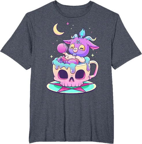 Miniatura 101 de Kawaii Pastel Goth Cute espeluznante Pentáculo Baphomet - Camiseta de cabra, Negro