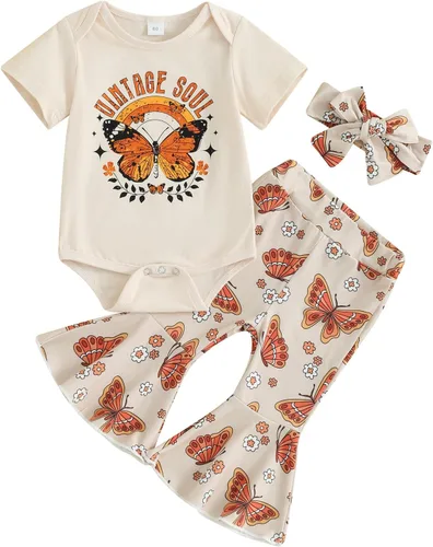 Miniatura 107 de Sejardin Ropa de verano para bebé y niña, recién nacida, manga corta, con letras, mameluco elástico con diadema
