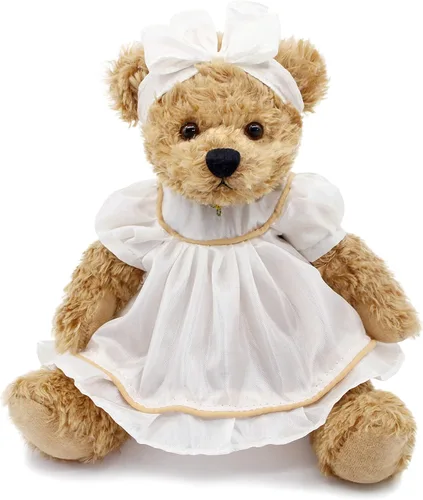 Miniatura 9 de Oitscute - Oso de peluche pequeño para bebé con tela, lindo animal de peluche suave de 10 pulgadas (vestido rosa con conejo)