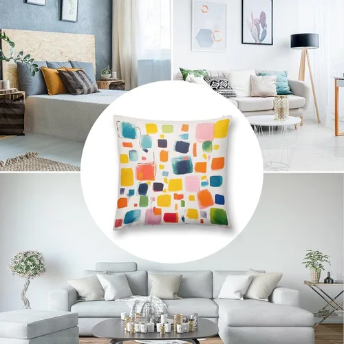 Miniatura 5 de Almohadas grandes para cama, fundas de almohada abstractas coloridas con patrón de rayas verticales, fundas de almohada cuadradas suaves, fundas