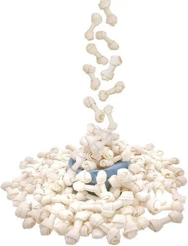 MON2SUN Huesos de nudo de cuero crudo para perros, pequeños huesos masticables de cuero crudo naturales de 2.5 pulgadas, 100 unidades para cachorros