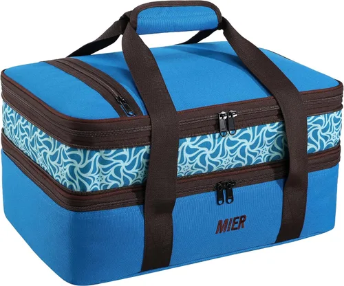 Miniatura 17 de MIER - Porta ollas doble aislada térmica para comidas, bolsa de almuerzo para fiestas de comida, pícnic, playa, se adapta a cacerola de 9 x 13