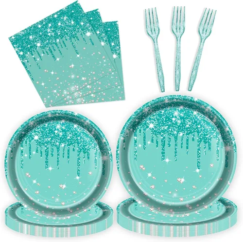 Miniatura 11 de Juego de 96 platos de mariposa para fiesta de cumpleaños, servilletas, tenedores, suministros de vajilla, juego de vajilla desechable, decoración