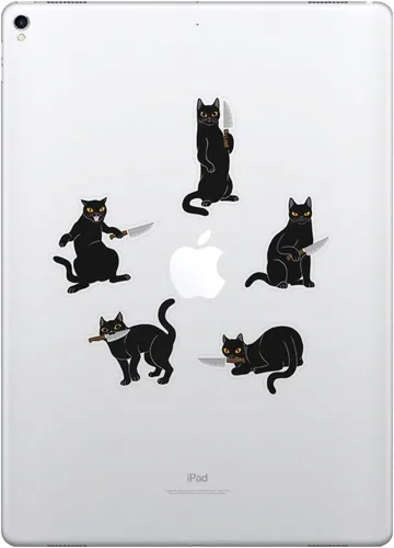 FINCIBO Calcomanías de vinilo extraíbles de 5 x 5 pulgadas, gatos negros con cuchillo, para iPad, MacBook, laptop (o cualquier superficie plana)