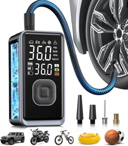 Inflador de neumáticos portátil, compresor de aire, mini bomba de aire inalámbrica de 150 PSI con presión digital, bomba de bicicleta, inflador de
