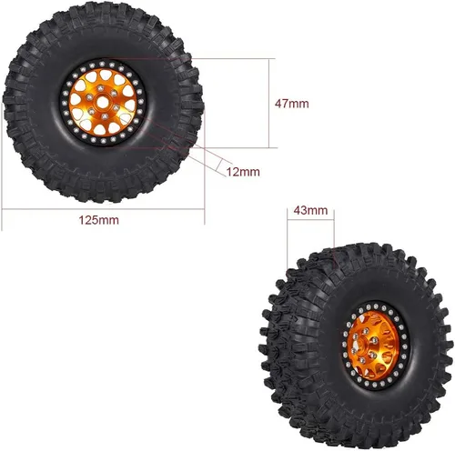 Miniatura 7 de GoolRC 4 neumáticos de goma RC Crawler de 1.9 pulgadas con borde de metal para 1/10 RC Rock Crawler Traxxas TRX-4 TRX-6 Axial Scx10 90046 RC4WD RC