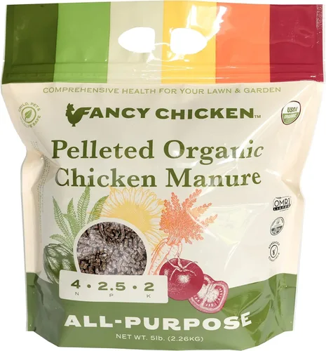 Abono multiusos Fancy Chicken - 5 libras de estiércol orgánico de pollo en bolitas y seco | Alimento vegetal totalmente natural | Ideal para plantas