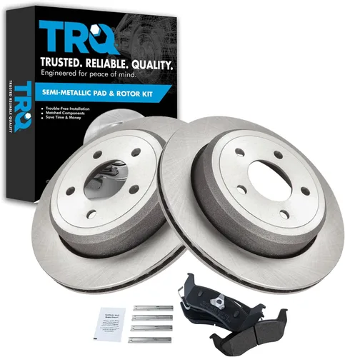 Miniatura 176 de TRQ Juego de pastillas de freno semimetálicas traseras y rotores compatibles con Chevrolet Trailblazer 02-06 Trailblazer EXT 04-06 SSR 02-07 GMC