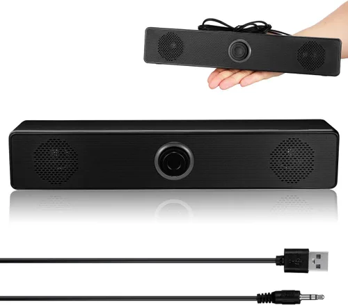 HOMSFOU Sistema de barra de sonido 2.0 Altavoz estéreo de escritorio para TV PC Dispositivos móviles Barra de sonido compacta para el hogar con