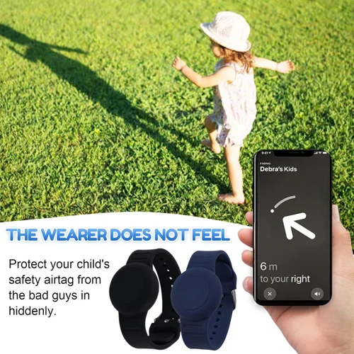 Miniatura 3 de Pulsera de AirTag impermeable para niños (paquete de 2), soporte de silicona suave y ligero para niños ocultos, pulsera Airtag para niños, funda