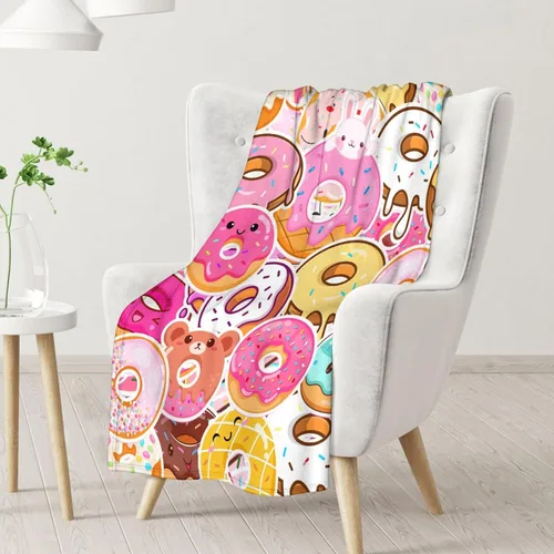 Miniatura 2 de Manta con forma de dona, 30 x 40 pulgadas, bonita manta para niños y adultos, mantas coloridas y suaves para sofá, oficina