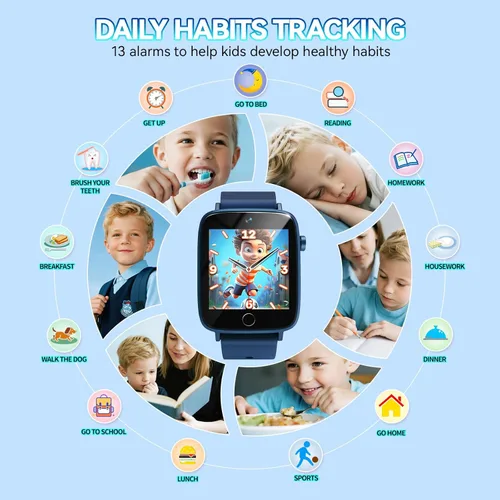 Miniatura 4 de NBKLS Reloj Inteligente para Niños Varones, Reloj para Niños con Pantalla Táctil de 1.54 Pulgadas, Reproductor de Música, Tarjeta de Aprendizaje, 10