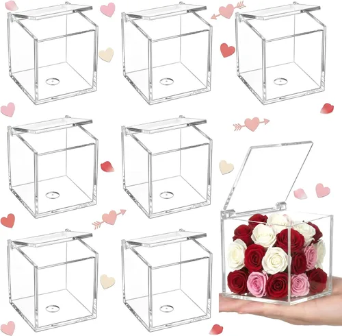 Miniatura 15 de Blulu 8 cajas de acrílico transparente con tapa, caja de almacenamiento de plástico para joyas, mini cubos para dulces y pequeñas joyas, recuerdos