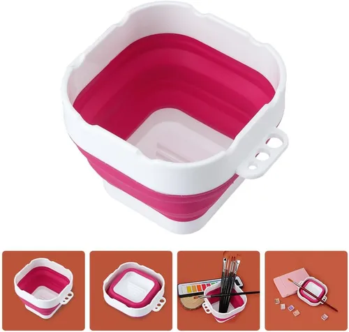Miniatura 9 de Lavadora de cepillo de silicona plegable – Taza de agua plegable portátil y lavabo para acuarela, acrílico, pintura al óleo Limpiador de pinceles