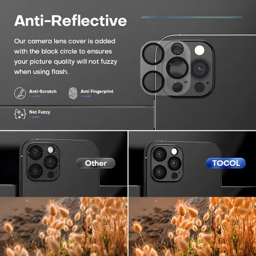 Miniatura 5 de TOCOL Paquete de 4 compatibles con iPhone 12 Pro (no para iPhone 12), paquete de 2 protectores de pantalla de vidrio templado de privacidad y 2