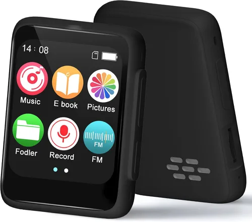 Reproductor de MP3 para niños con Bluetooth y altavoz, reproductor de música portátil simple para niños, radio FM de 32 GB, lector de libros Negro