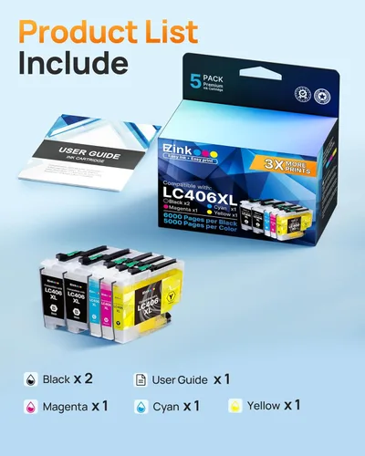 Miniatura 7 de E-Z Ink LC406 LC406XL - Cartuchos de tinta para impresora Brother de repuesto para cartuchos de tinta Brother LC406 MFC-J4335DW MFC-J5855DW