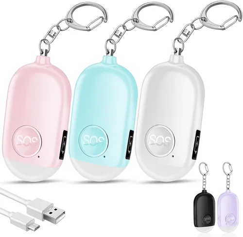 Miniatura 11 de Hion Alarma de seguridad personal para mujeres, recargable de 130 dB, llavero de alarma de autodefensa con linterna LED, seguridad sonora segura