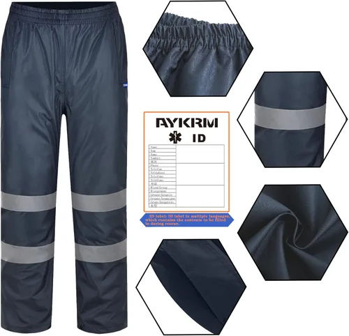 Miniatura 2 de AYKRM Pantalones de lluvia impermeables de alta visibilidad reflectantes para pesca, motocicleta, ciclismo, agricultura, senderismo, trabajos Azul
