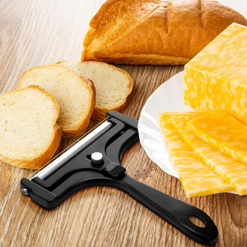 Miniatura 4 de Boao Paquete de 2 rebanadoras de queso de alambre de acero inoxidable, cortador de queso de mano, ángulo ajustable, herramienta de cocina de Negro