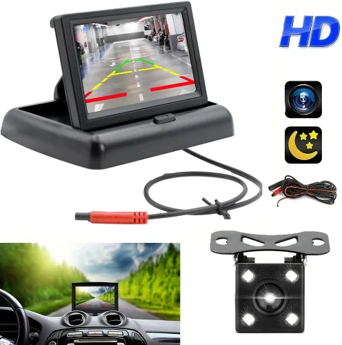 Miniatura 2 de Monitor plegable TFT LCD de 4.3 pulgadas para coche, cámara de respaldo inversa, cámara de respaldo para coche, sistema de aparcamiento de video