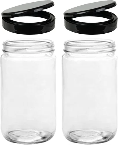 Miniatura 17 de JARMING COLLECTIONS Tarro de almacenamiento de vidrio de boca extra ancha de 32 onzas con tapa de plástico sin BPA – Tarro Mason hermético