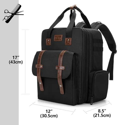 Miniatura 7 de BAFASO Estuche de Barbero de Gran Capacidad, Bolsa de Peluquería de Viaje que Contiene Varias Herramientas de Corte de Cabello (Solo Bolsa), Negro