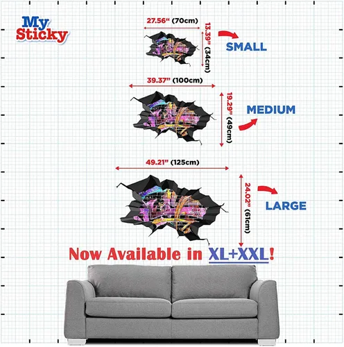 Miniatura 5 de Calcomanía de pared personalizada con nombre de graffiti 3D, calcomanía decorativa de vinilo artística personalizada, extraíble, despegar y pegar
