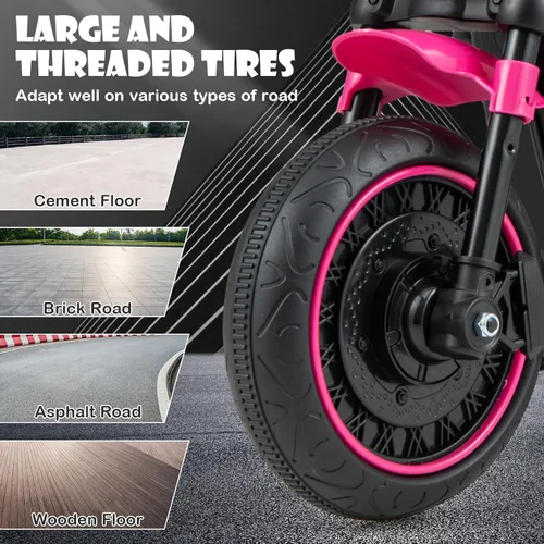 Miniatura 8 de Costzon Motocicleta para niños pequeños, motocicleta eléctrica de 6 V con ruedas de entrenamiento desmontables, arranque suave, faros delanteros