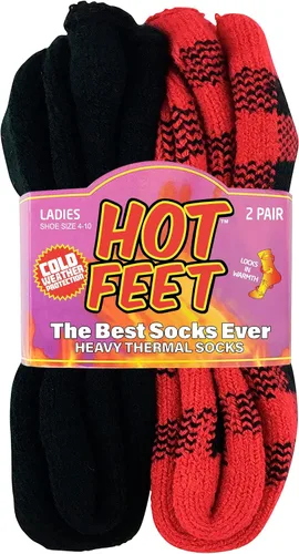 HOT FEET Calcetines térmicos para mujer, calcetines térmicos para clima frío, gruesos y cálidos, para senderismo, calcetines aislados, tallas de