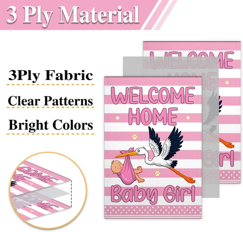 Miniatura 5 de Bandera de jardín con texto en inglés «Welcome Home Baby Garden Flag» de 12 x 18 pulgadas, banderas de jardín de doble cara de 3 capas, bandera