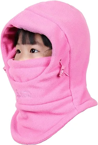 Miniatura 24 de Azarxis Gorro de niños con pasamontañas de forro polar para esquí, máscara facial de invierno, gorro ajustable con calentador doble para el cuello