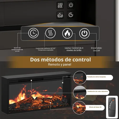 Miniatura 8 de Soporte de TV con chimenea acanalada de hasta 80 pulgadas, moderno centro de entretenimiento con chimenea eléctrica de 30 pulgadas, consola